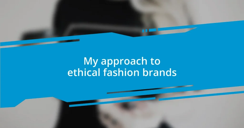 My approach to ethical fashion brands