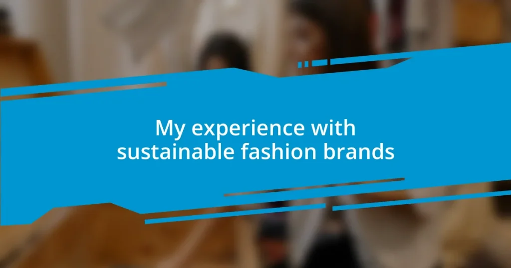 My experience with sustainable fashion brands